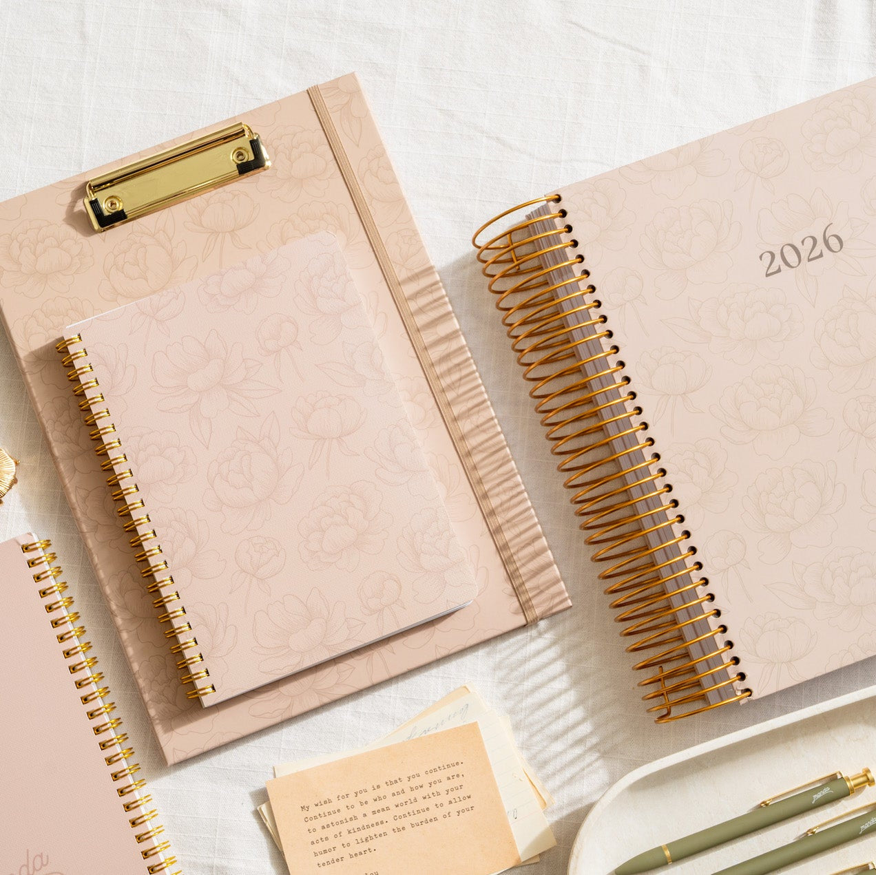 Pressed Peony Spiral Notebook
