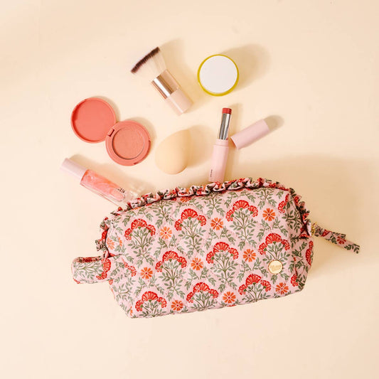 Essentials Quilted Cosmetic Pouch–Everbloom Dusty Rose