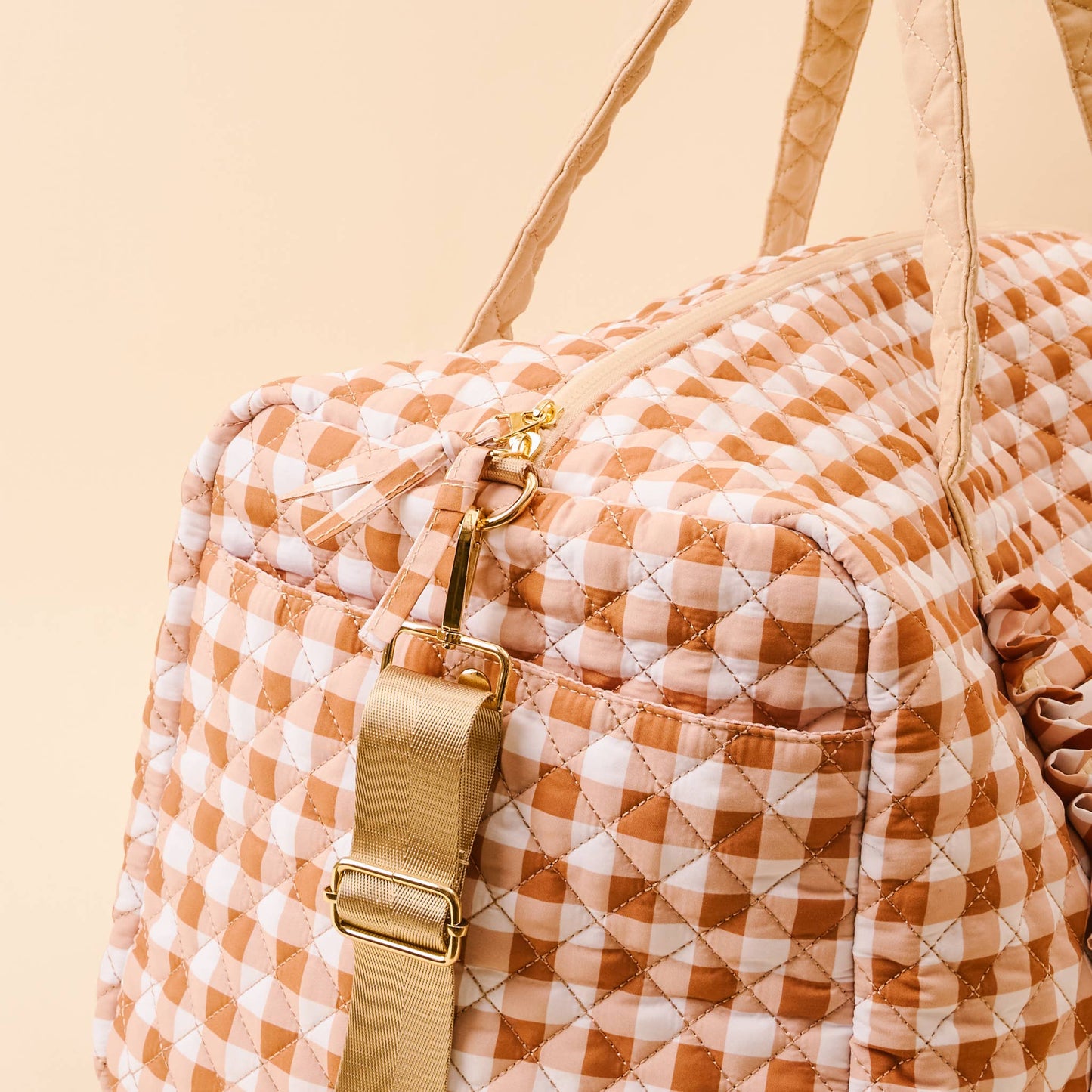 On-the-Go Quilted Weekender Bag-Maple Gingham