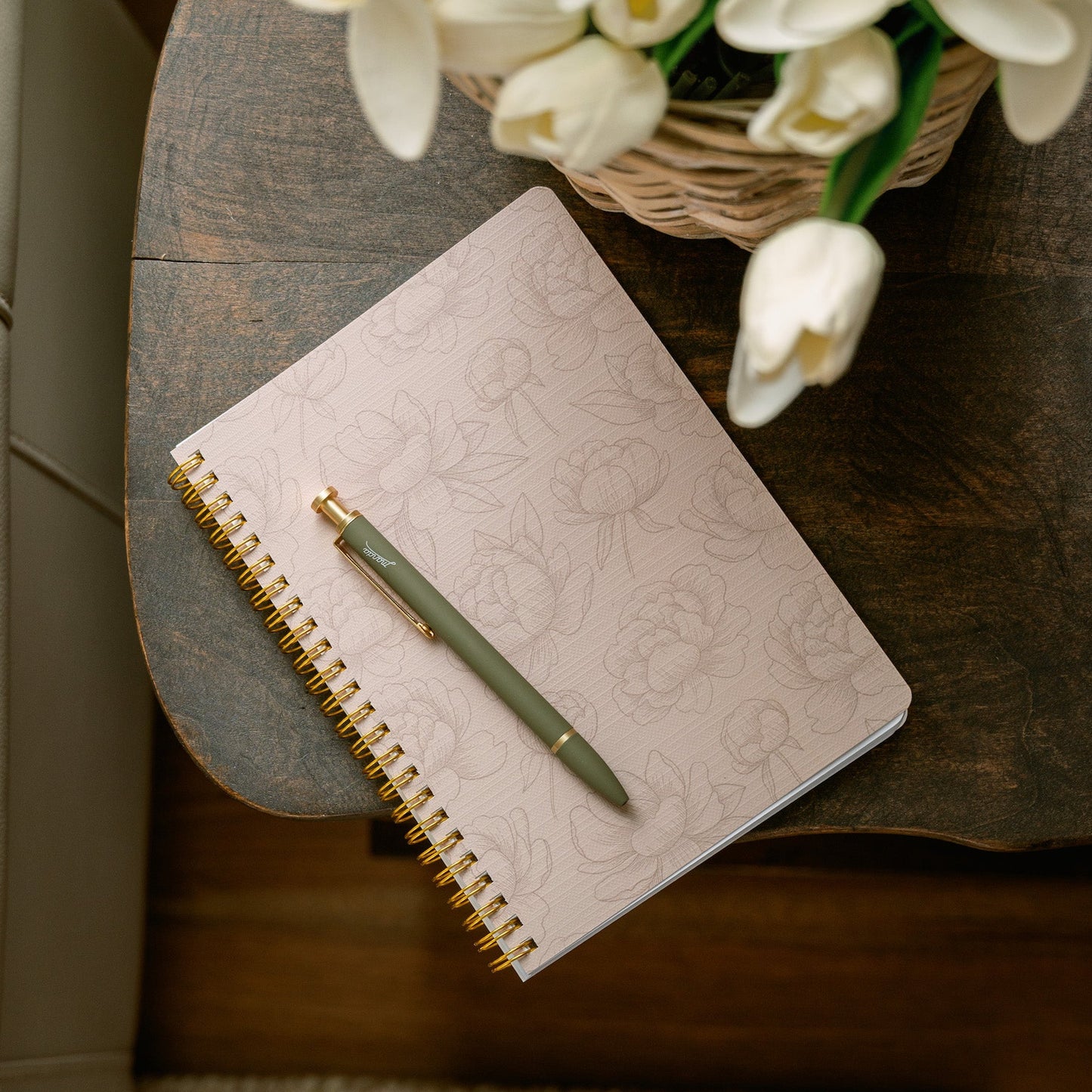 Pressed Peony Spiral Notebook