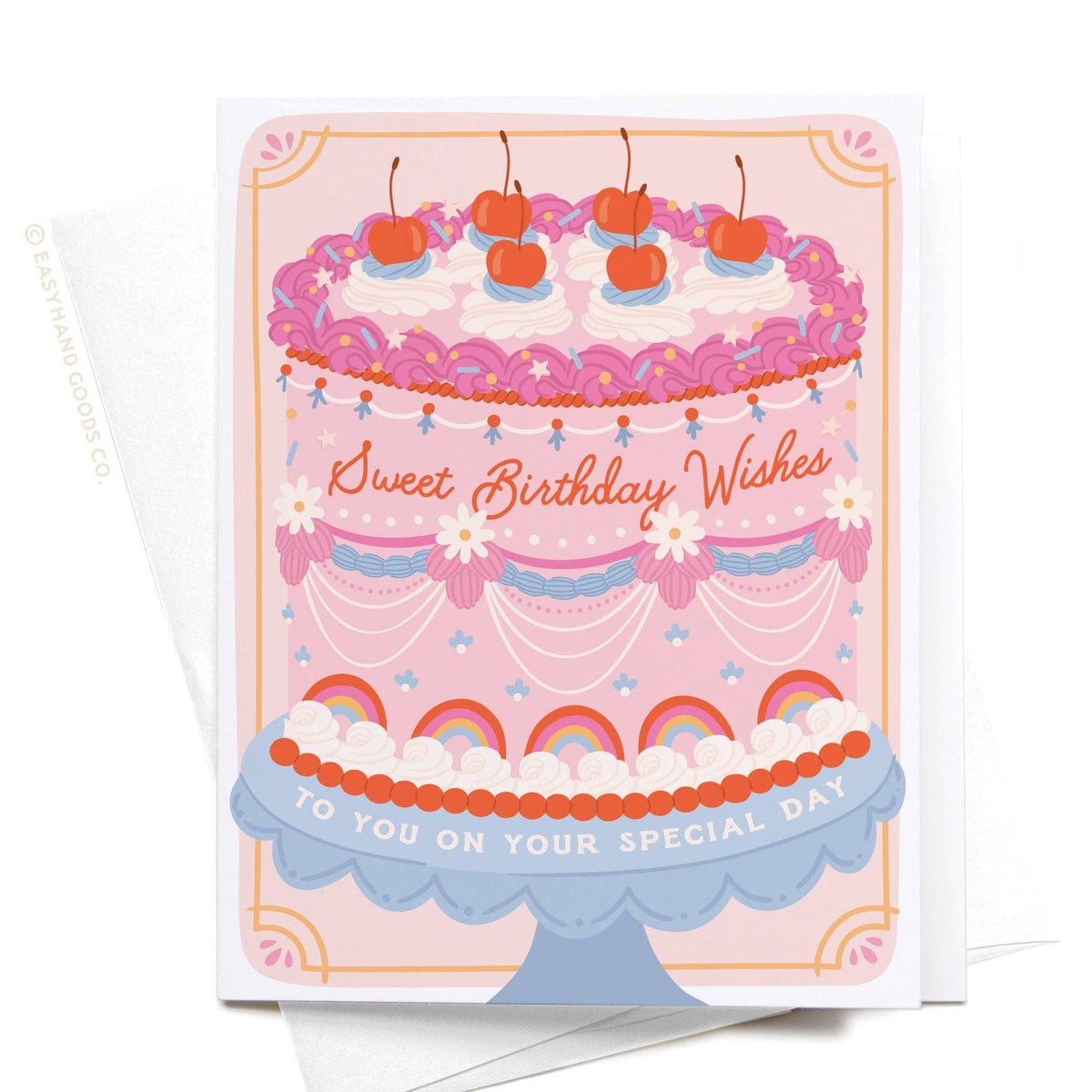 Sweet Birthday Wishes Retro Cake Greeting Card