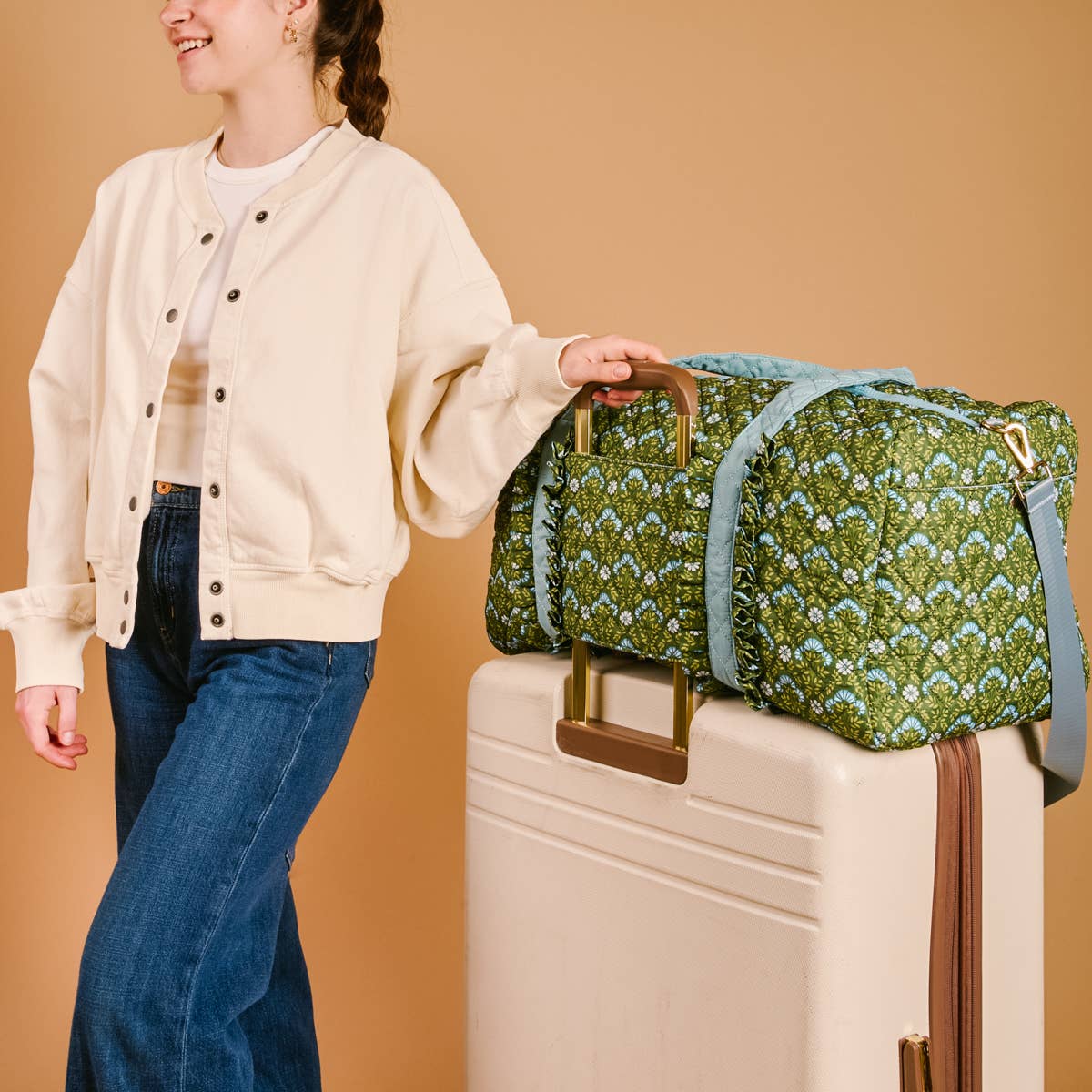 On-the-Go Quilted Weekender Bag–Everbloom Forest Green