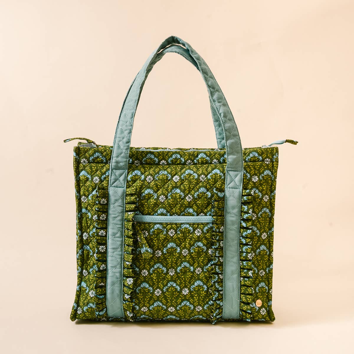 The Everyday Quilted Tote Bag–Everbloom Forest Green