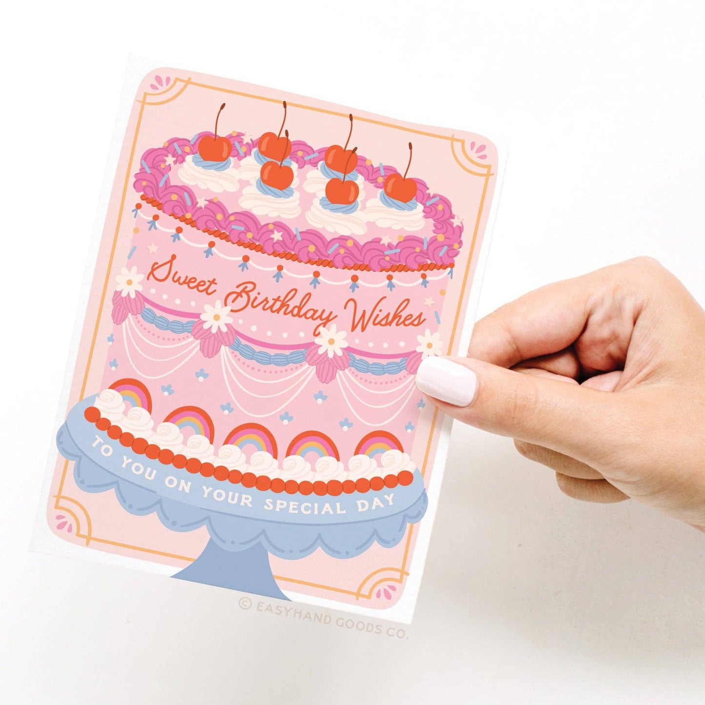 Sweet Birthday Wishes Retro Cake Greeting Card