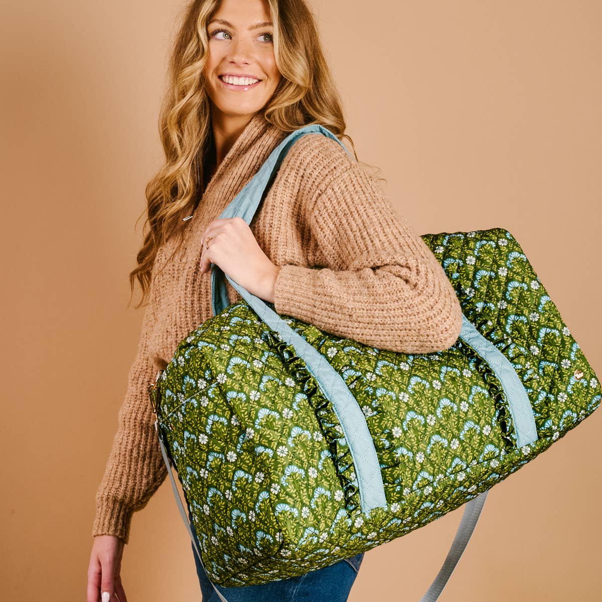 On-the-Go Quilted Weekender Bag–Everbloom Forest Green